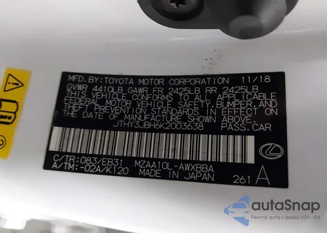 2019 Lexus Ux 200 F Sport из США, поврежденный, VIN JTHY3JBH6K2003638